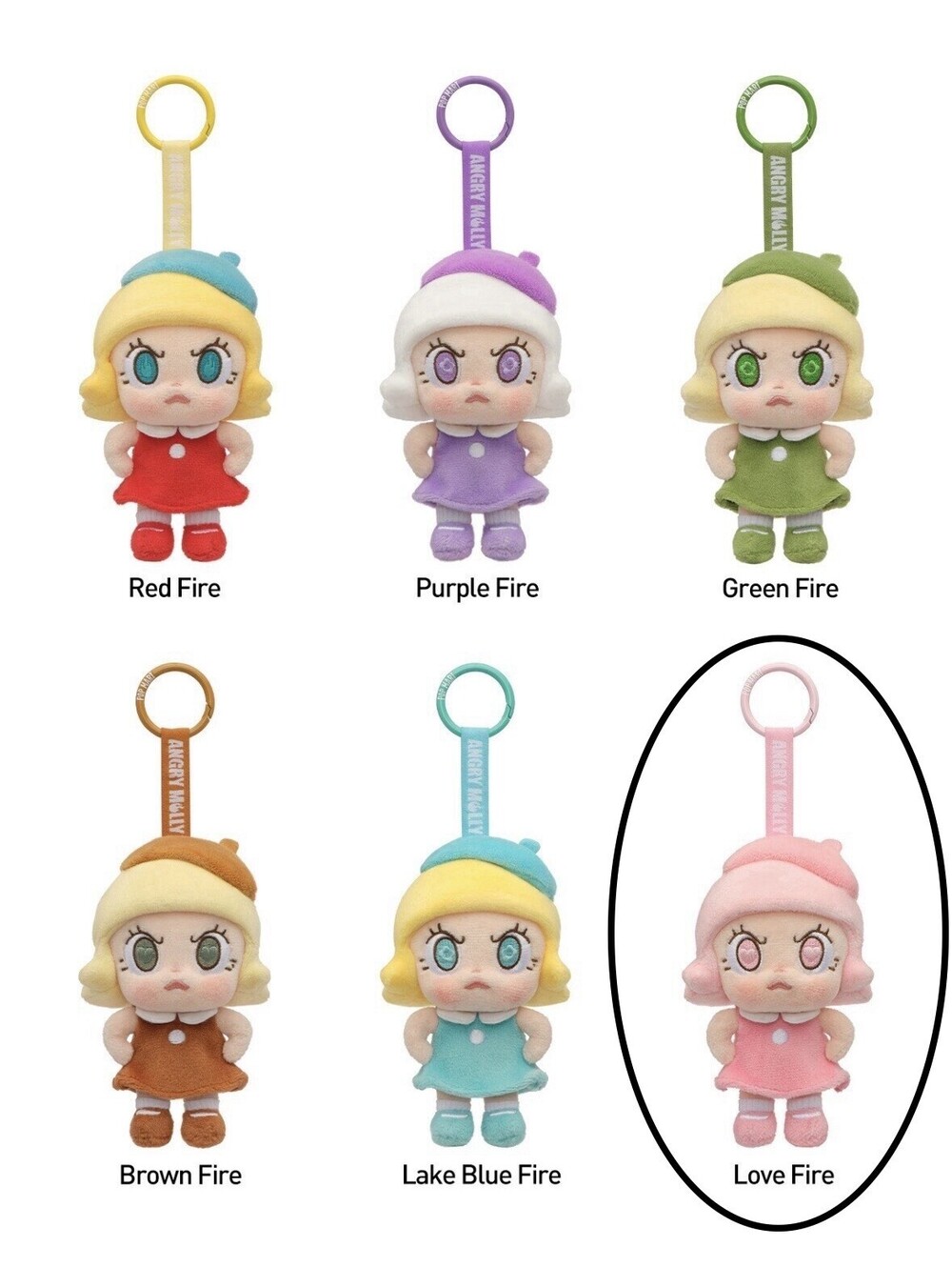 Pop Mart Angry Molly Plush Pendant Blind Box Pop Now Confirmed Pink LOVE Fire
